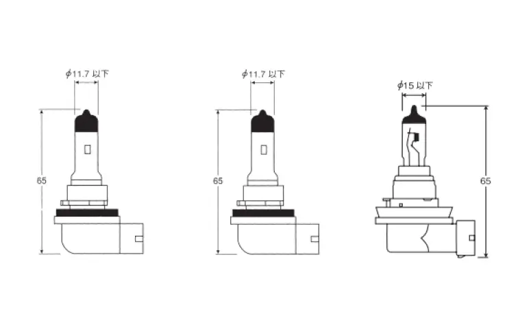 H8 / H11 / H16のサイズ詳細