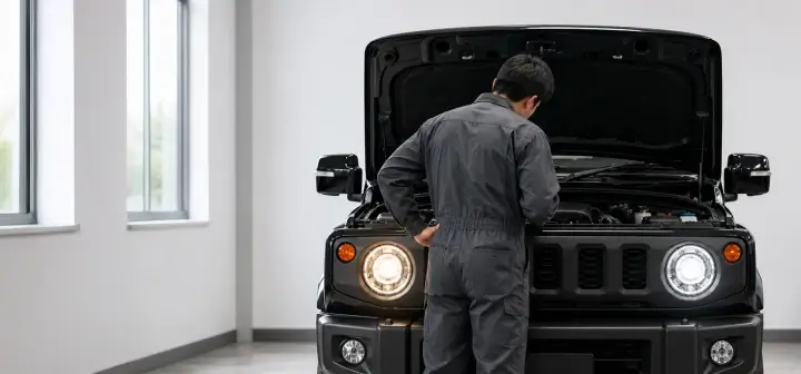 車の点検をしている様子