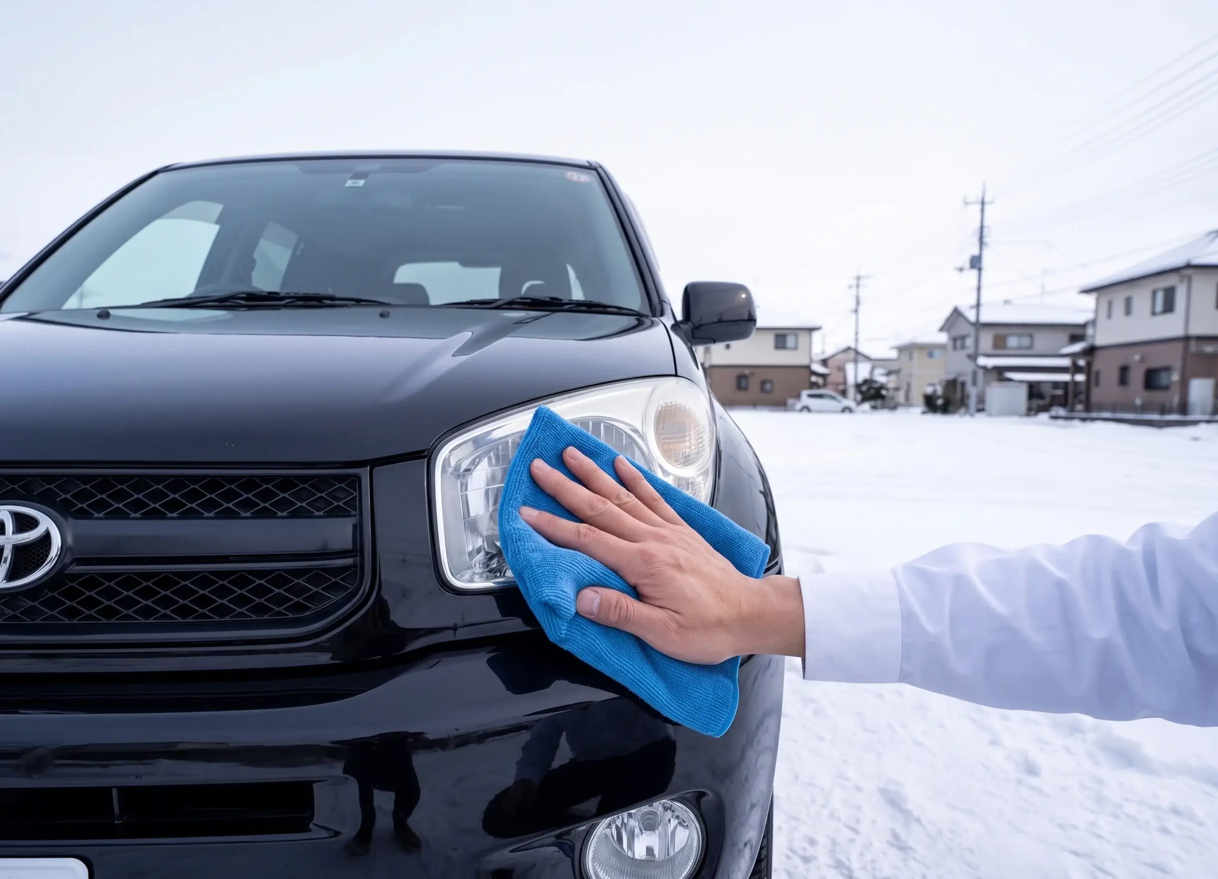 車にコーティングをしている様子