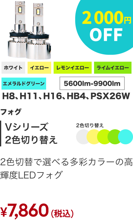 Vシリーズ2色切り替え 2,000円OFF