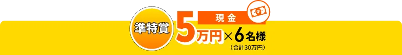 準特賞 現金 5万円分×6名様(合計30万円)