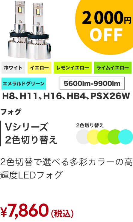 Vシリーズ2色切り替え 2,000円OFF