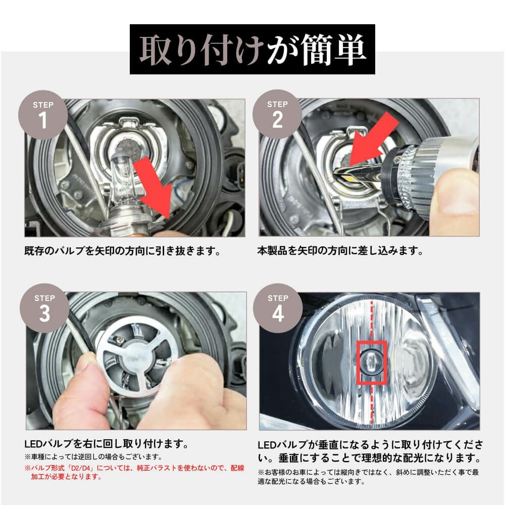 LED ヘッドライト フォグランプ 68400cd 6500K H4 Hi/Lo D2S D4S H7 H8
