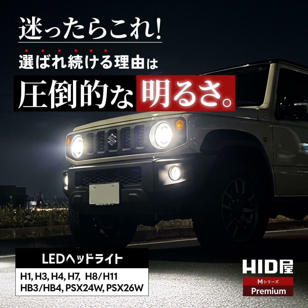 LED ヘッドライト フォグランプ 49600cd 6500K H4 Hi/Lo H1 H3 H3C H7