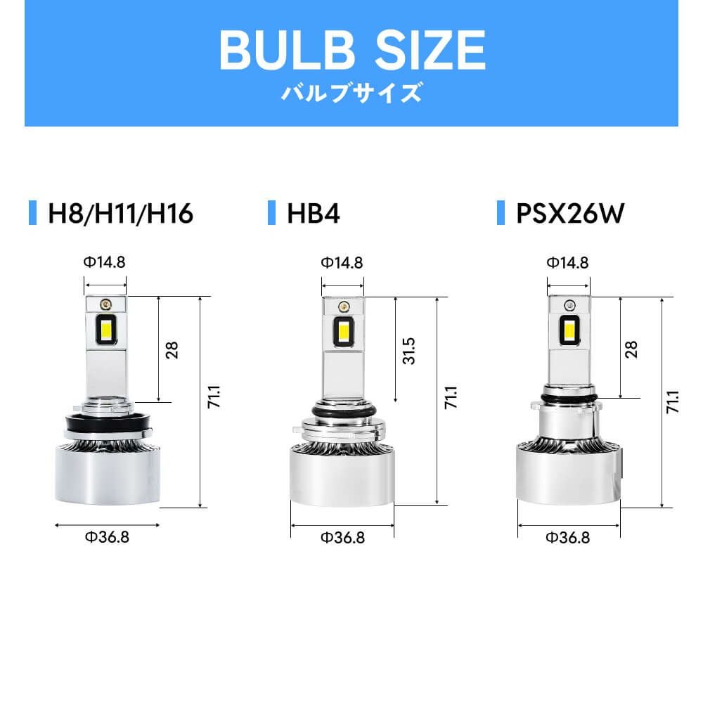 新品未使用　Qシリーズ　H8.H11.H16 LED フォグランプ 13100lm 3000K H8 H11 H16 HB4 PSX26W Qシリーズ