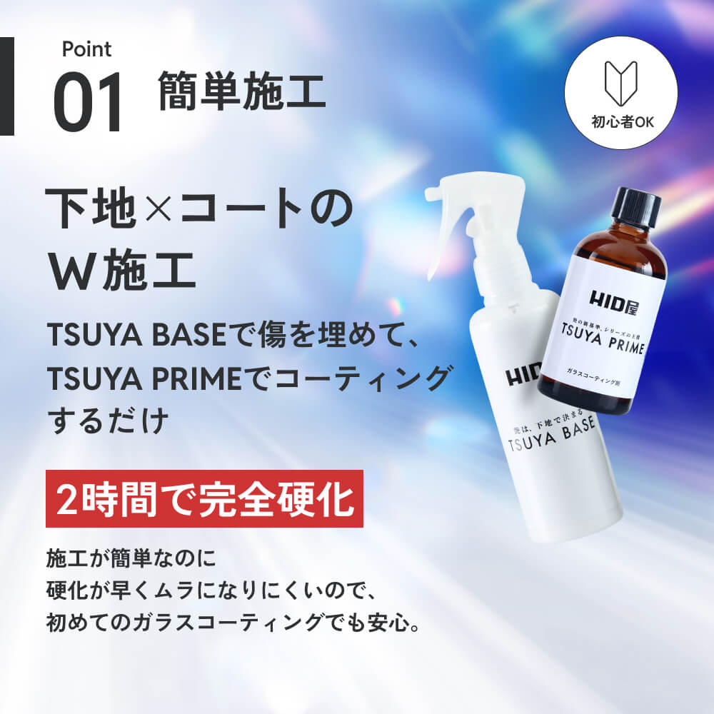 HID屋 ガラスコーティング剤 下地 TSUYA PRIME & BASEセット