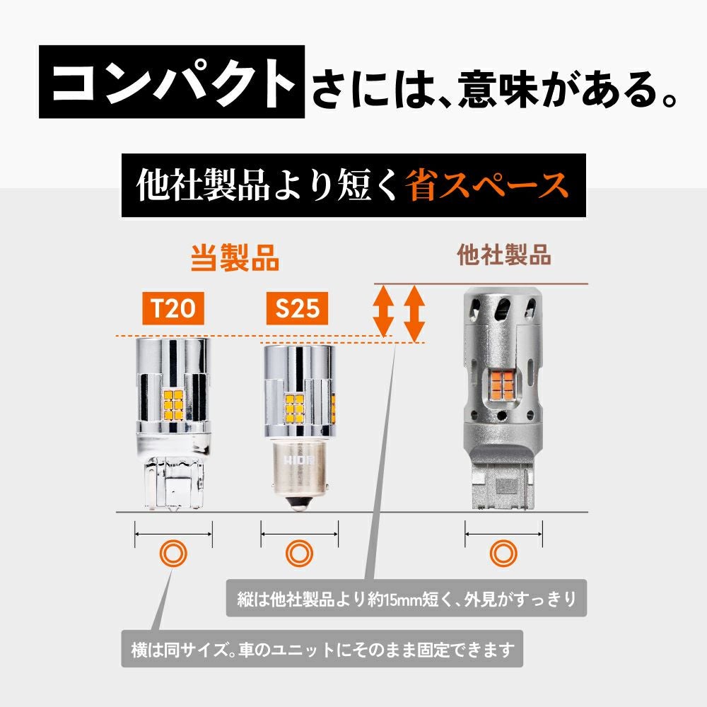 HID屋 T20 LED ウインカー アンバー 3000lm キレのある発光で視認性