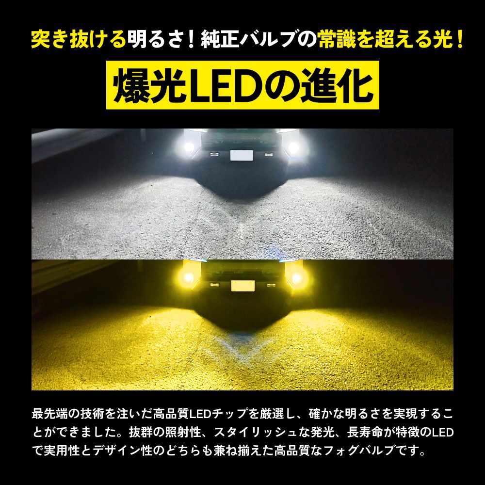 LED フォグランプ L1B 2色切替 デイライト付き ホワイト イエロー