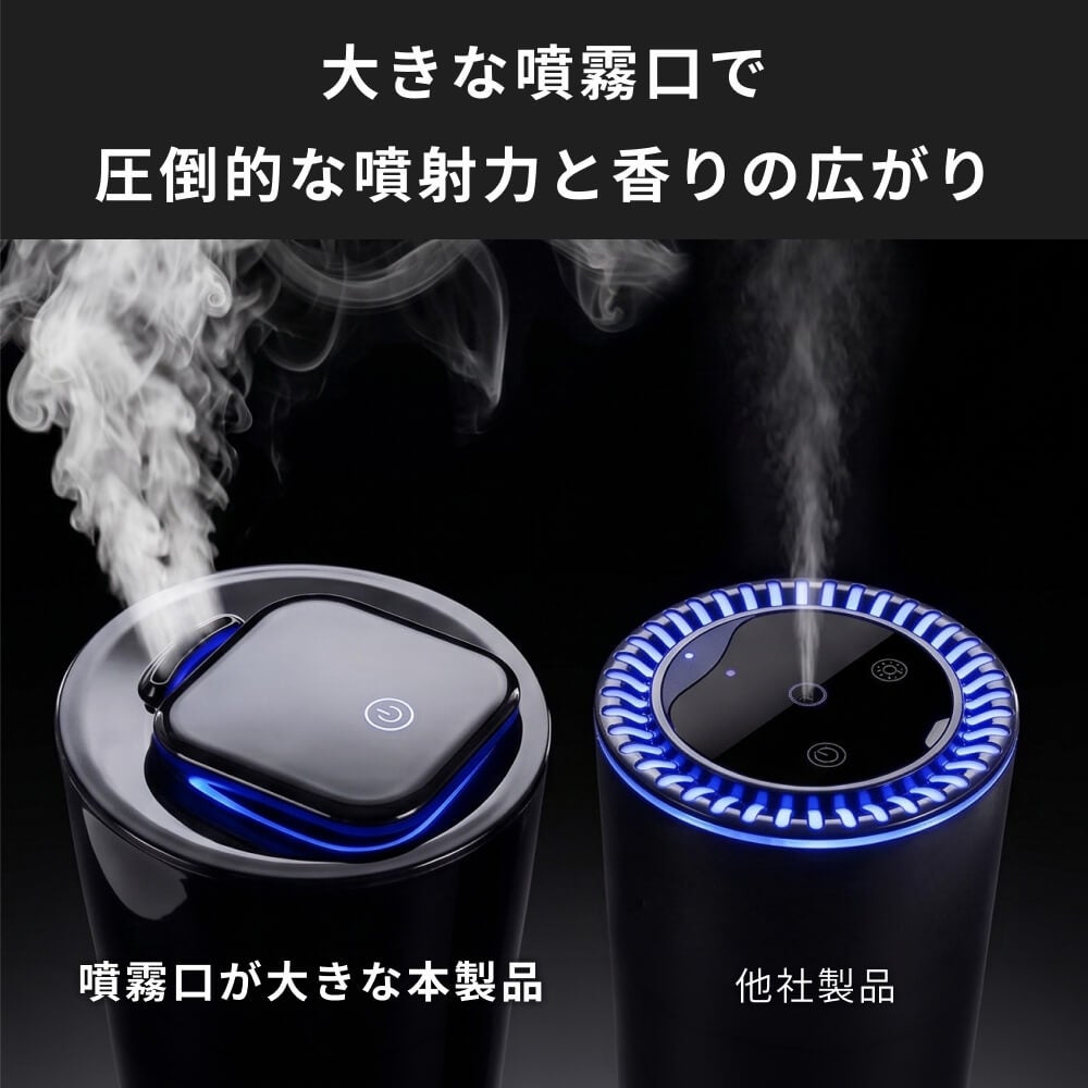 車用アロマディフューザー HID屋 アロマディフューザー 車 大容量120ml 自動ON/OFF 振動感知