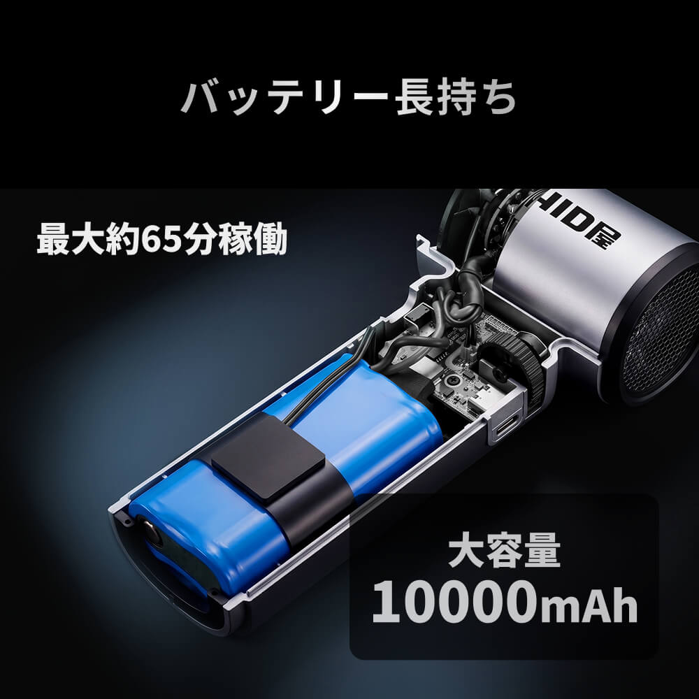 HID屋 電動ブロワー MAX mini 風速55.0m/s 約260W 10000mAh 最大65分